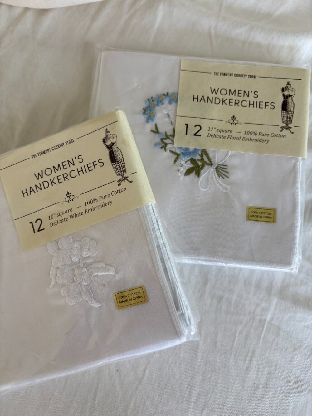 New: 24 Embroidered Cotton Hankies